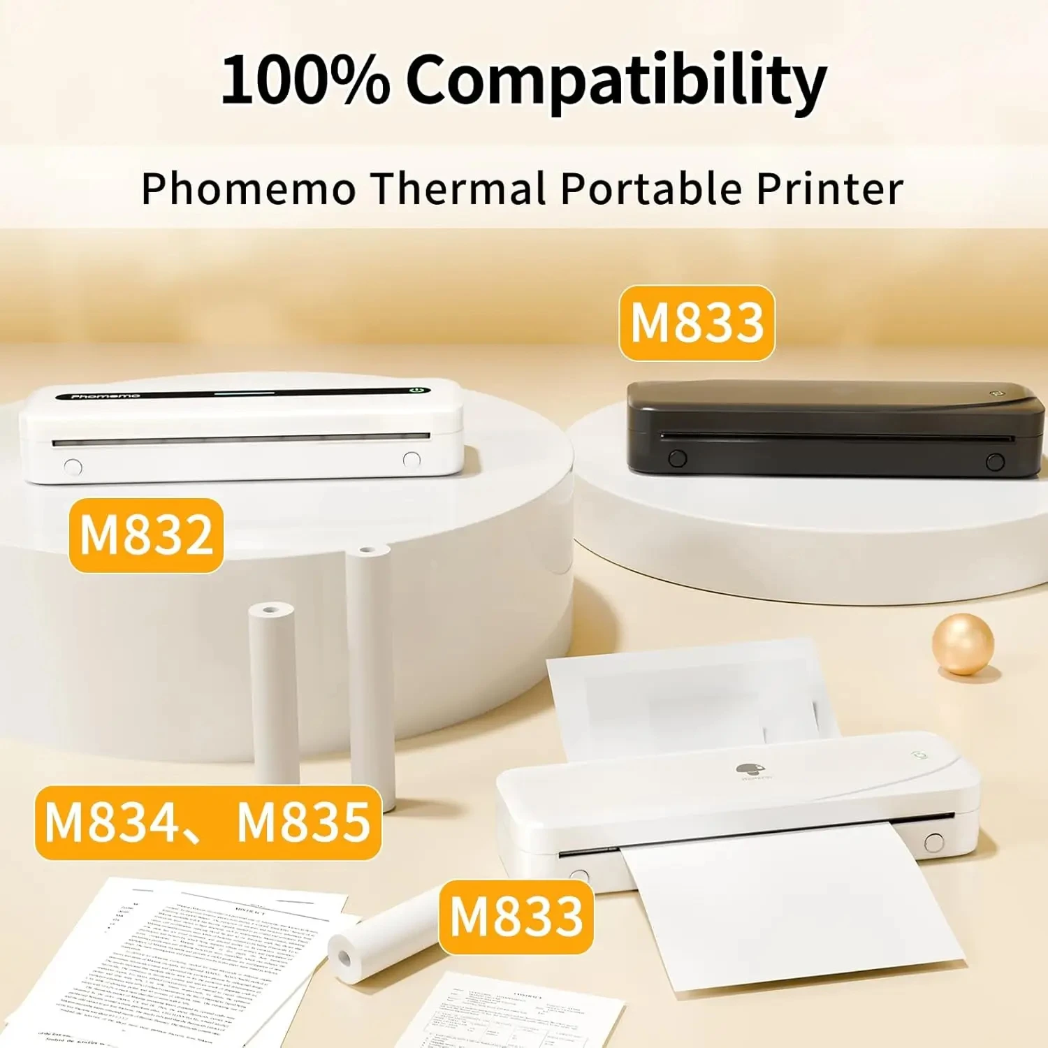 Thermal Paper for T02 Mini Printer 53mm 2" Size Non-Adhesive for T02 M832 M833 M834 Portable Printer