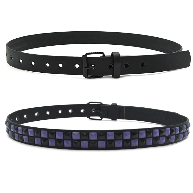 Purple Rivet Punk Belt - Women's Y2K Fashion Accessory with PU Leather Pin Buckle