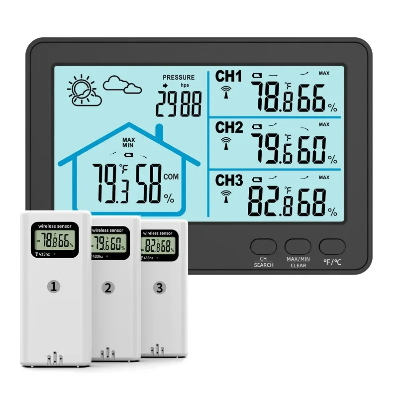 Temperature Humidity Meter Air Thermohygrometer RX11-3B indoor and outdoor temperature and humidity meter wireless 433 weather station LCD color screen weather forecast