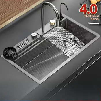 ที่วางมีดแบบรังผึ้ง สแตนเลสหนา 4.0 มม. แบบนาโน ช่องเดียวขนาดใหญ่ สำหรับอ่างล้างจานในครัวแบบน้ำตก 2