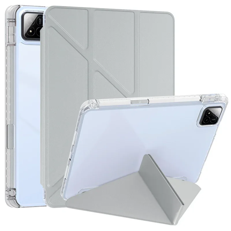 Acrylic Clear Back Stand Smart Tablet Cover with Pencil Holder, Fits 11.2 Devices