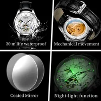 Montre mécanique automatique pour homme OLEVS 7103, montre squelette à volant haut de gamme, montre de luxe à phase de lune, montre-bracelet pour homme 5