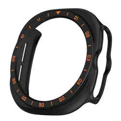 Durable Protective Case Cover for Smartwatch - Hard PC Frame Bumper Accessory (Black orange)