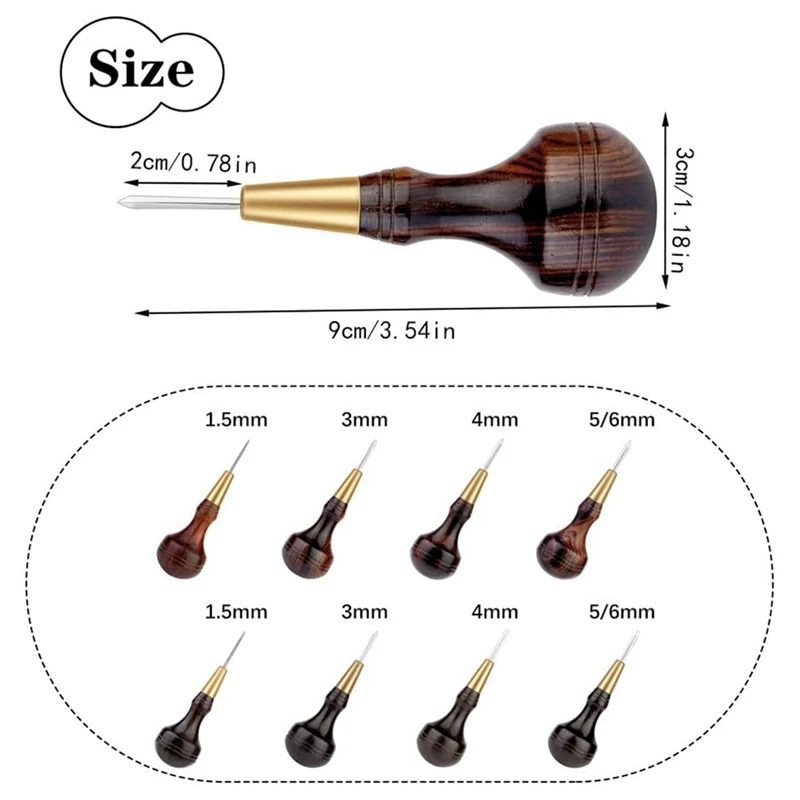 Handmade Leather Goods DIY Sandalwood Diamond Awl Rosewood Diamond Cone Leather Awl Cone