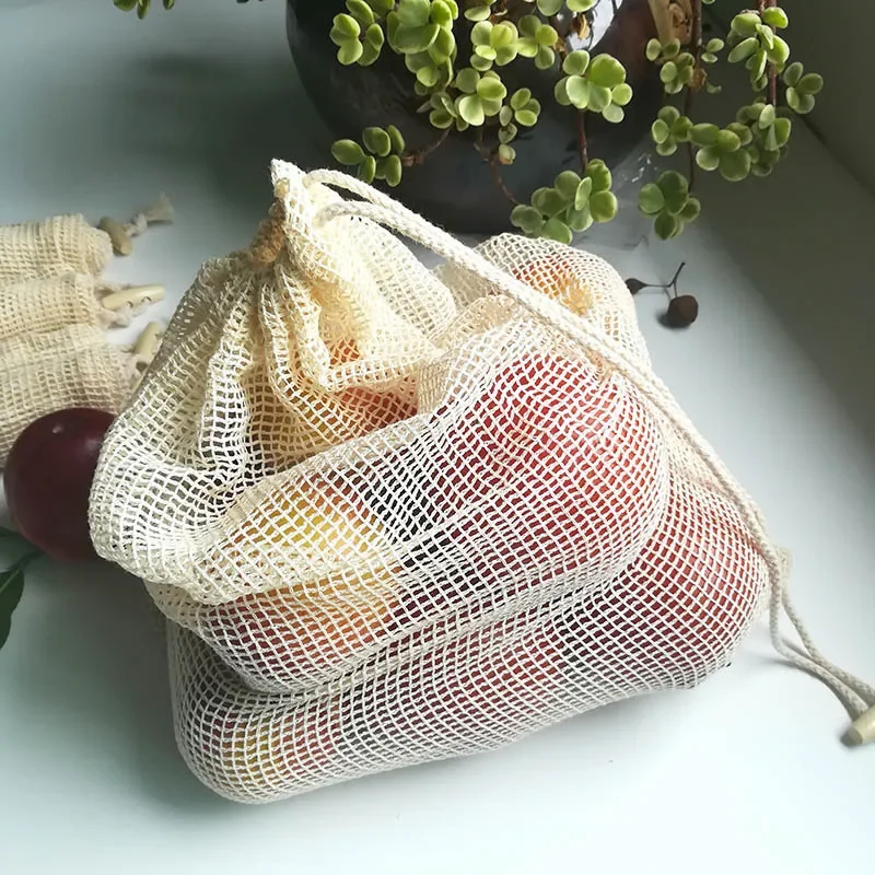 NAROSEBE 6 Pezzi Borsa in Cotone per la Spesa a Rete 60*40cm Sacchetti Riutilizzabili Borsa Shopping con Manico Lungo per Verdura e Stoccaggio, 6 Colori