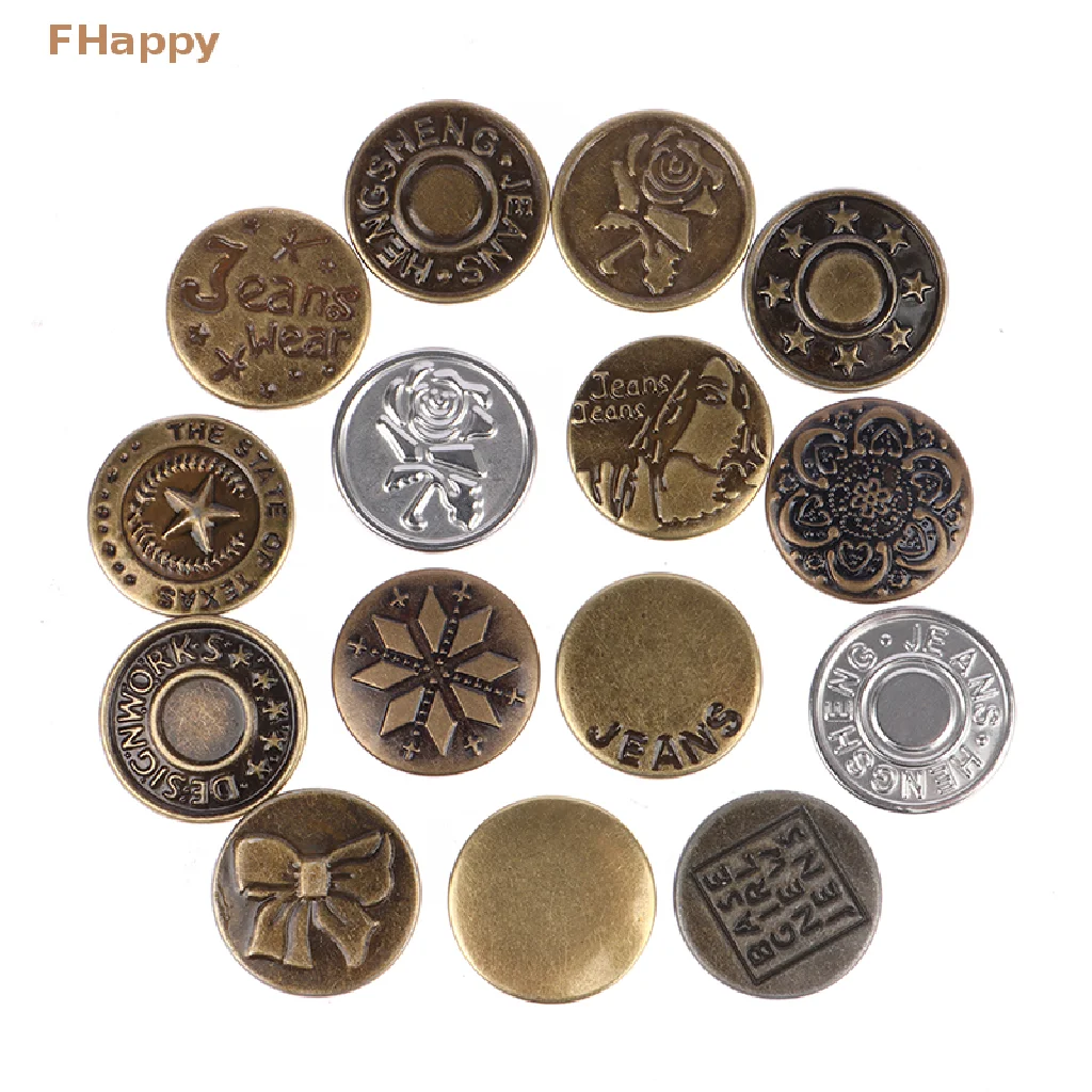 

17mm Jeans Snap Fastener Men Women Sewing-Free Detachable Metal Button with Screws Pants Change Waist Size Buttons Accessories