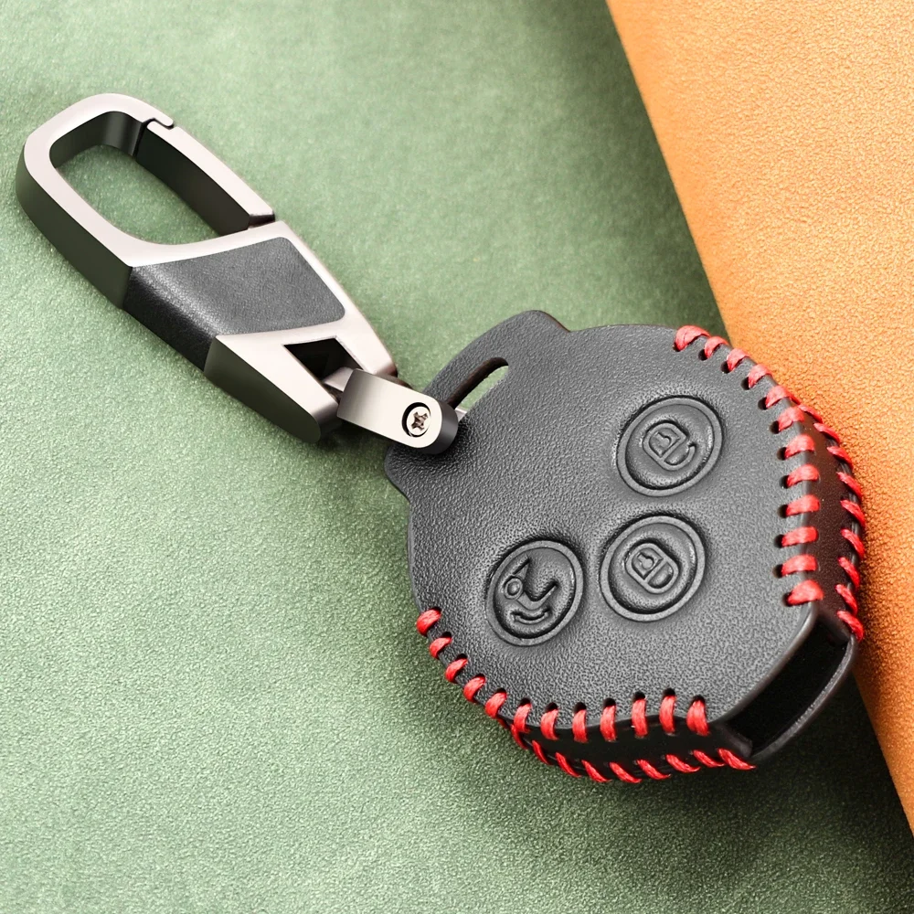 Leather Car Key Case Remote Cover For Mercedes Benz Smart 451 Chiave Roadster Crossblade Fortwo Roadster K Forfour Accessories key case cover,key case