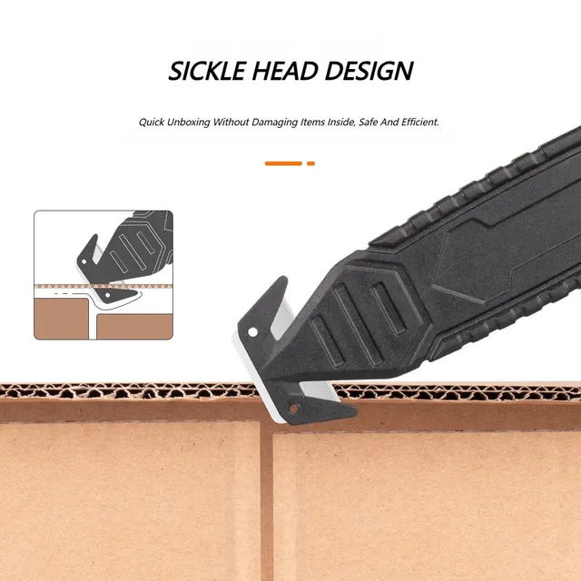 Portable Box Opener, Multifunctional Safety Art Cutter with Black Handle, Protective Utility Knife for Daily Use 1