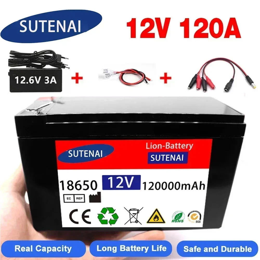 

Upgraded 12v 120A Li Ion 18650 Battery Electric Vehicle Lithium Battery Pack 9V- 12V 35Ah 120Ah Built-in BMS 30A High Current