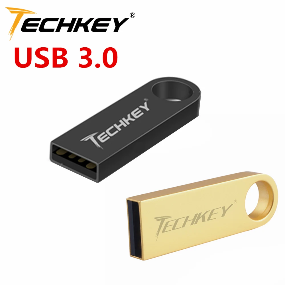 TECHKEY usb 3.0 flash drive 64GB 32GB 16GB 8GB pen drive pendrive флешка waterproof silver u disk memoria cel usb stick gift