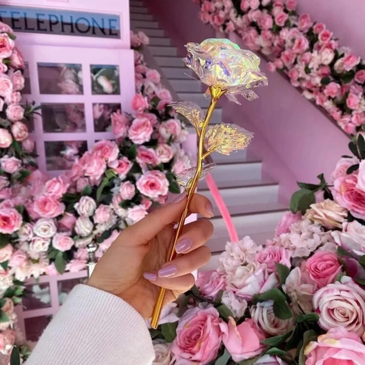 Enchanting Iridescent Rose Foil Flower – Perfect Gift