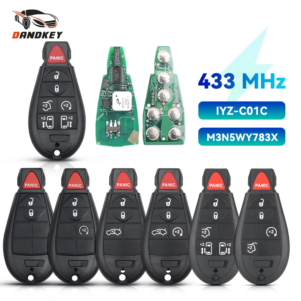 

Dandkey Smart Car Remote Key Fob M3N5WY783X IYZ-C01C 433Mhz Keyless Go For Chrysler Jeep Grand Cherokee 2008-2012 Smart Key