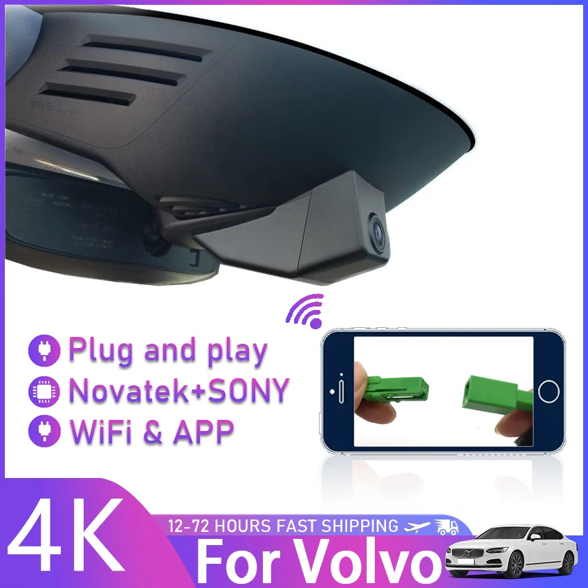Dash Cam Per Volvo Xc90 Xc60 Xc40 S90 V90 S60 V60 C40 Polestar 2,Plug And Play Dashcam 4K Wifi Dash Camera Car Dvr Accessori