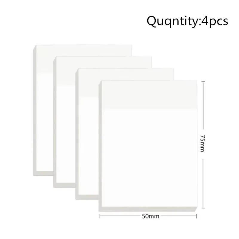 Transparent Waterproof Self-Adhesive Sticky Note Pads - 50 Sheets, Ideal