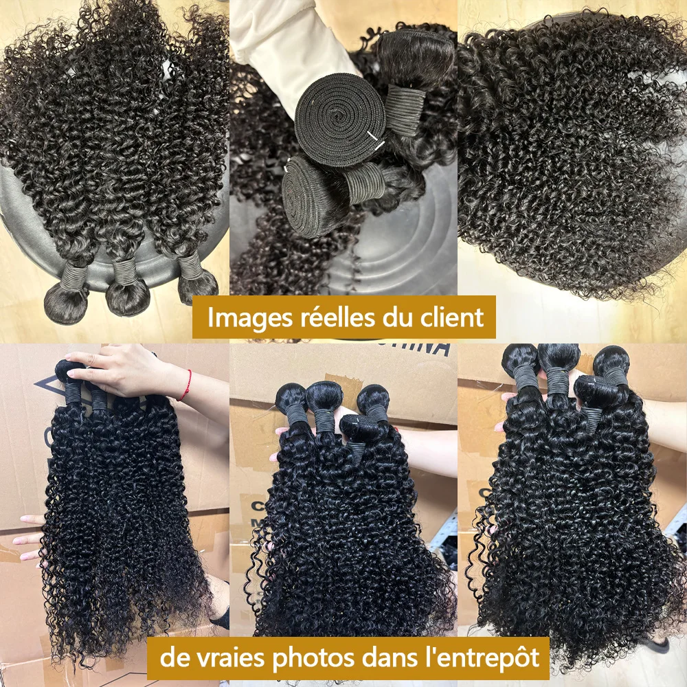 Annione Curly Bundles Human Hair 30 32 36 Inch Brazilian Hair Bundles Human Raw Extension