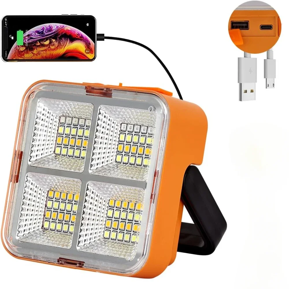 Portable Solar LED Work Light Magnetic Rechargeable Flood Light Sos Power Bank Function for Camping Job site Lighting Emergency