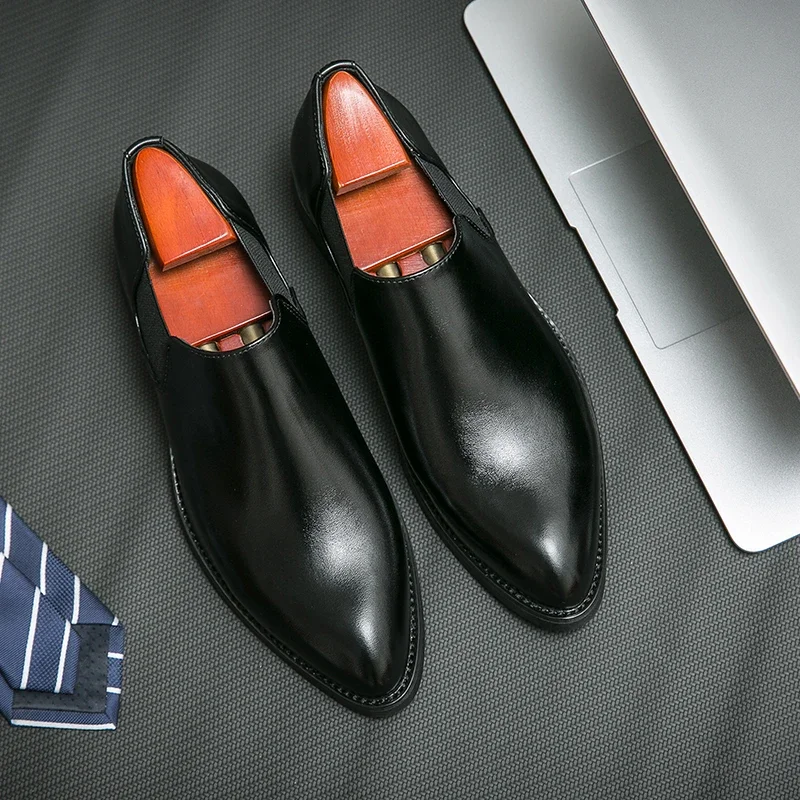 Men Business Leather Shoes Slip on Loafers for Man