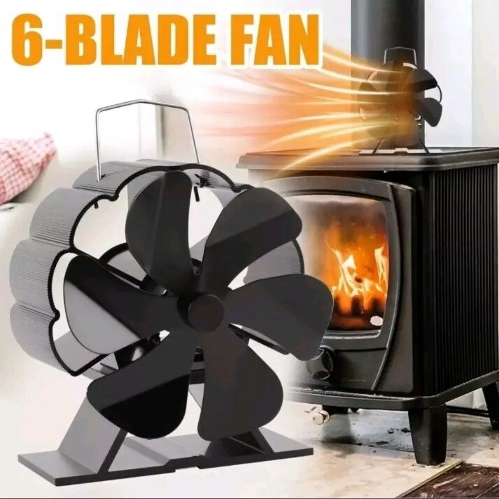6 Blade Fireplace Fan Home Efficient High-temperature Stove Top Fan Eco Friendly Heat Distribution Heat Powered stove fan