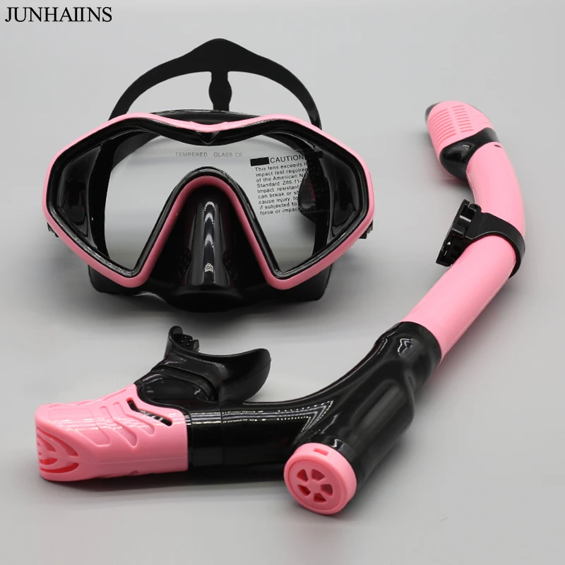 Junhaiins Snorkeling Set Anti-Fog Silicone Tempered Glass Diving Mask, Adult Goggles Leak-Proof Snorkeling Mask for Man 3