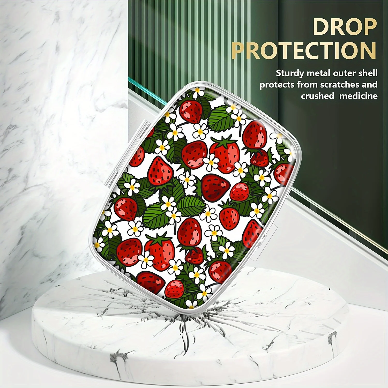 1 cute strawberry pill box 2 compartment pill boxes rectangular decorative box vitamin storage box for pocket purses