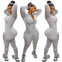 

Sexy Casual Zipper Decoration Jumpsuit Women 2022 Spring Autumn Long Sleeve Solid Color Jumpsuits Fashion Streetwear Bodysuit