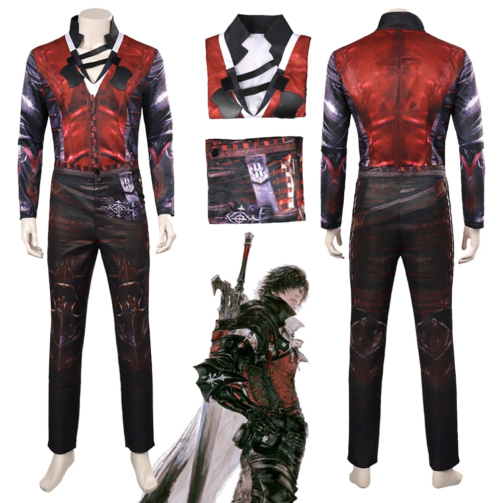 

FF16 Clive Rosfield Cosplay Fantasy Outfit Game Final Fantasy XVI Disguise Costume Printed Top Pants Men Halloween Roleplay Suit