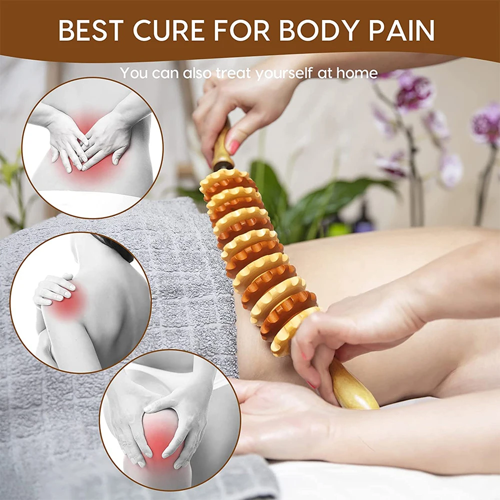 1/2Pcs Wooden Massage Roller Stick Portable Wood Back Roller Rope - Neck Leg Waist Back Pain Relief Deep Tissue Muscle Massager