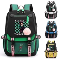 New Popular Anime Kamado Tanjirou Backpack Teenagers Outdoor Large Capacity Backpack High Quality Zipper Anime Backpacks 1