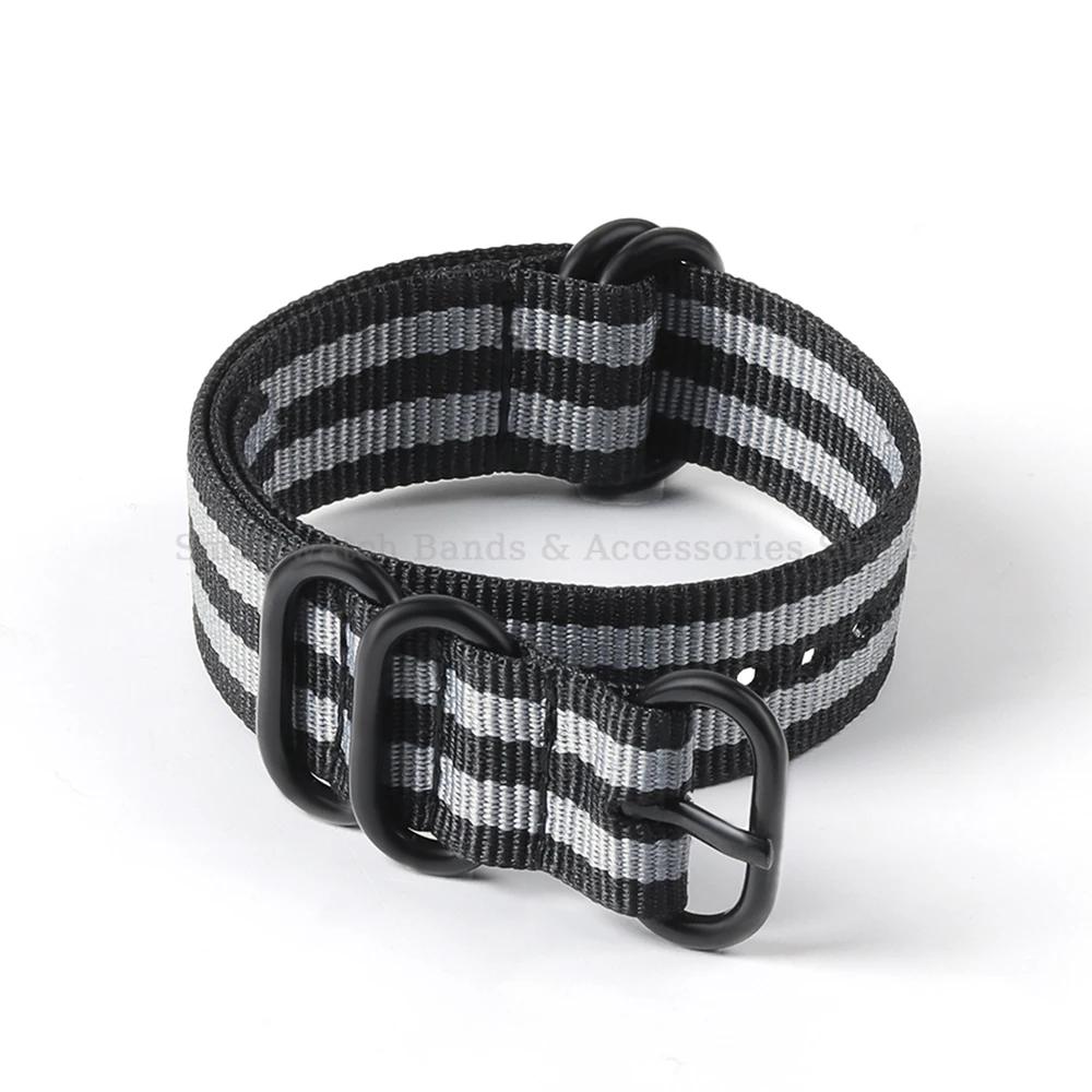 Nylon Fabric Woven Watch Strap with Black Buckle