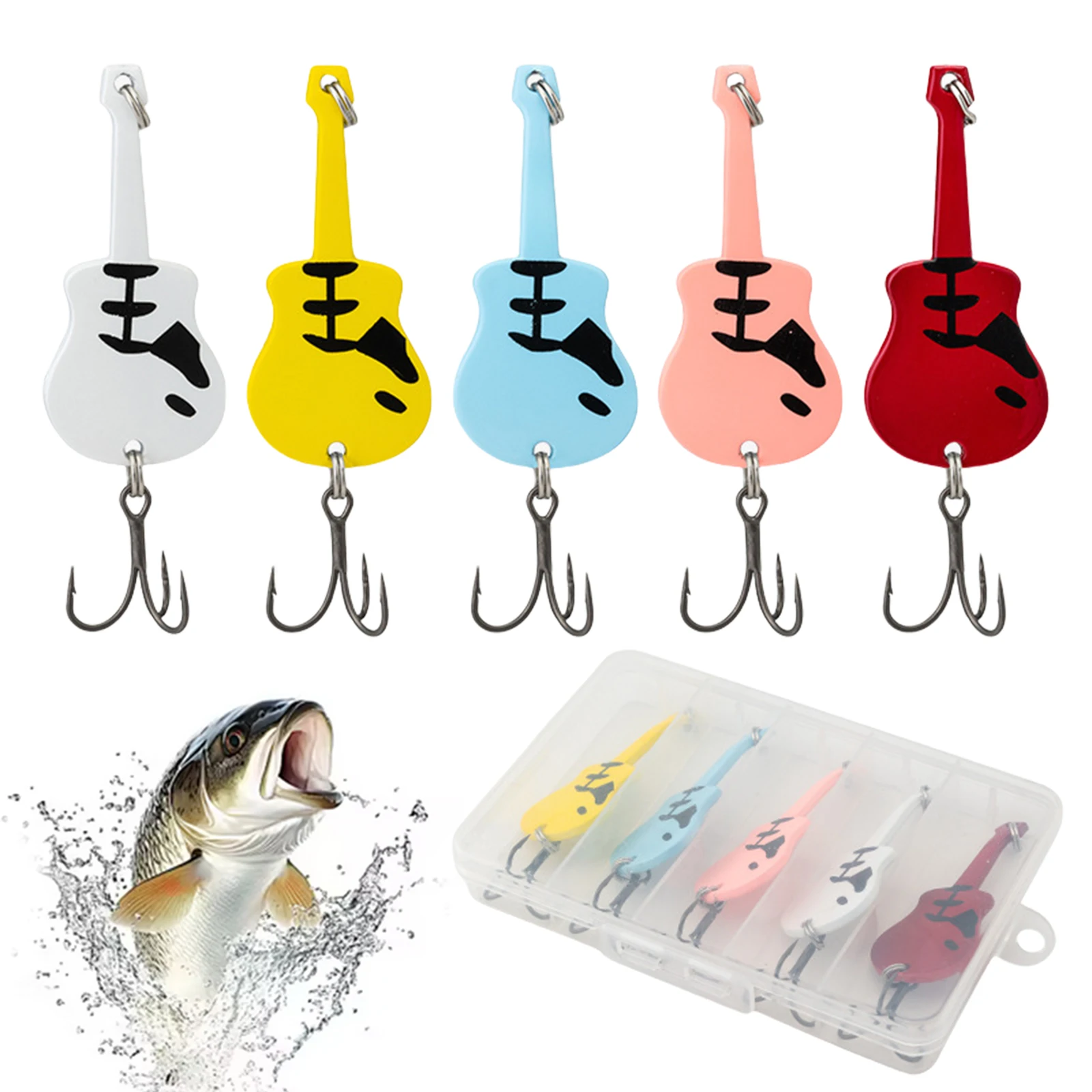 5pcs Metal Spoon Spinner Fishing Lure with Tackle Box Spoonbait Crankbaits Hard Bait for Trout Perch Pike Bass