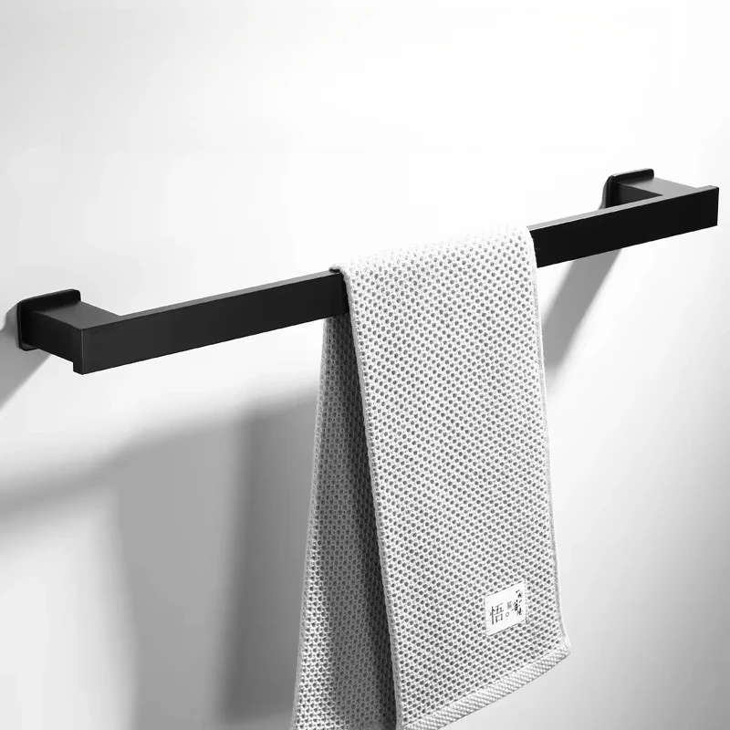 Bathroom Towel Rack Towel Holder 20/30/40/50CM Matte Black Bar No drill Wall Mount Stainless Steel Kitchen Cabinet Storage