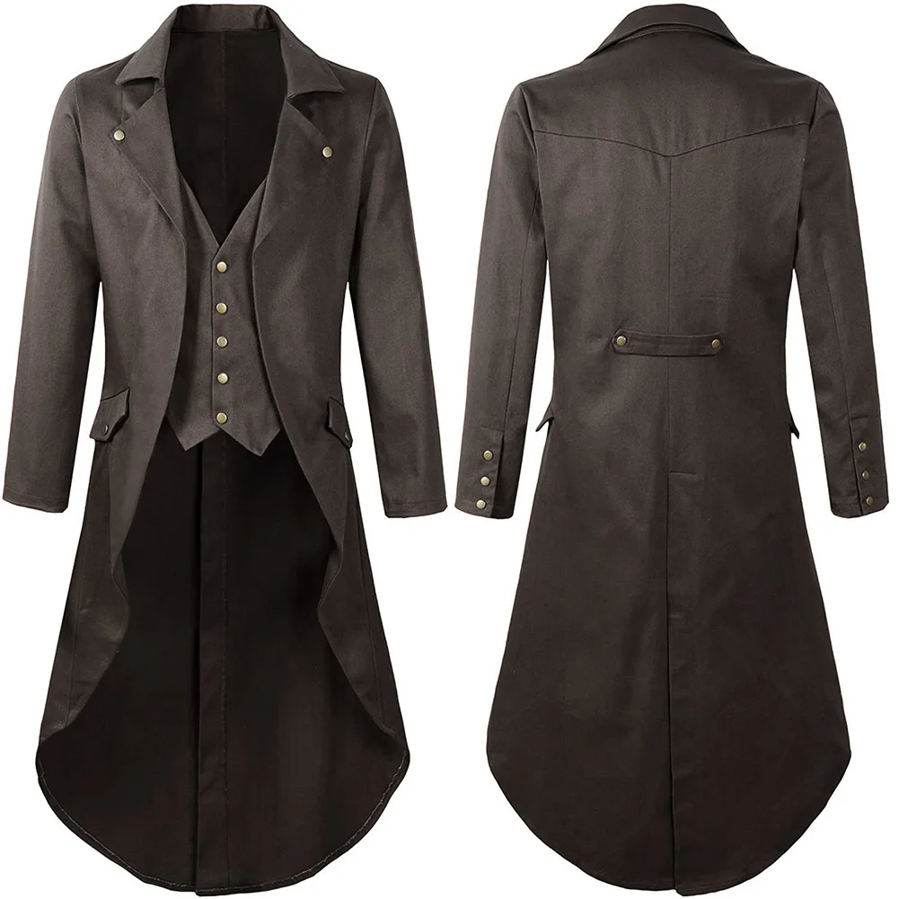 Medieval Coat Tailcoat Victorian Winter Collared Gentleman Gothic Long Sleeve Mens Regular Renaissance Spring New