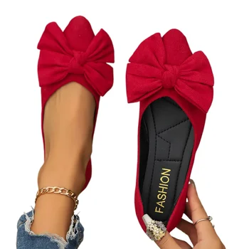 Scarpe basse da donna Estate Nuovo fiocco a punta Mocassini femminili Scarpe da ginnastica alla moda da passeggio Scarpe casual traspiranti poco profonde per le donne 1