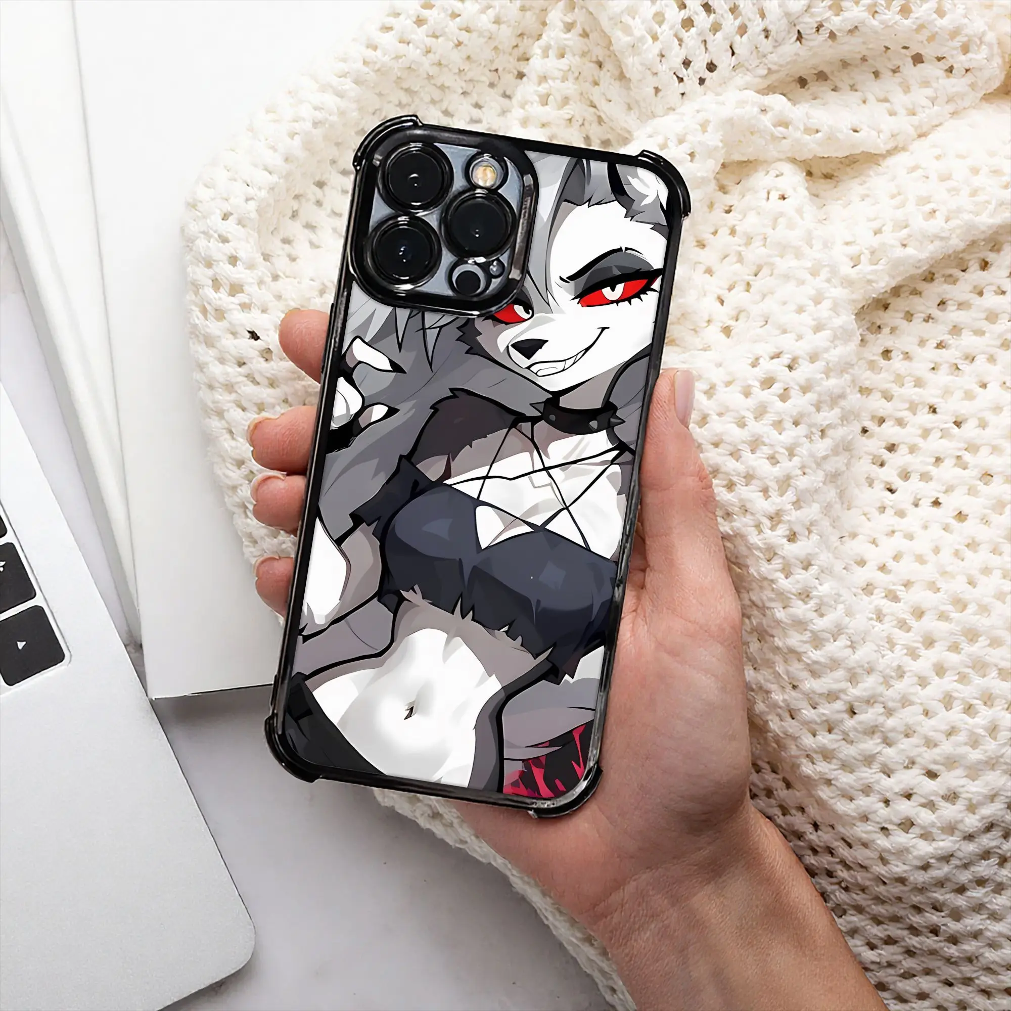 Loona Fan Goth Wolf Girl Neon Aesthetic Phone Case - Electroplated Finish