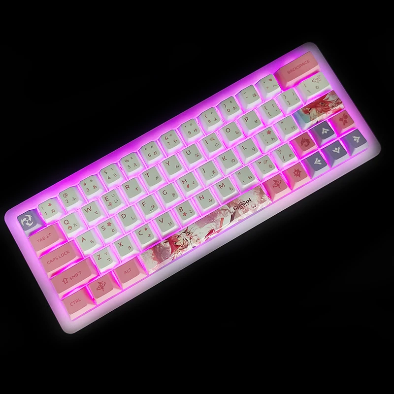 Genshin Impact Keycaps Beleza Keycaps Teclado Miko Perfil Cereja Decoração Acessórios Anime Jogo 135 Chaves - Imagem 6