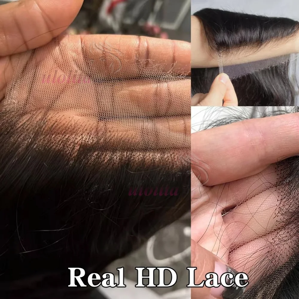 Chiusura in pizzo HD 2x6 liscia effetto pelle, chiusura HD realistica, colore nero naturale, pre-strappata, trasparente, in capelli umani Remy - immagine 3