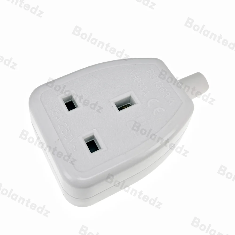 Bolantedz 13A 250V UK British Standard Buchse Netzteil Abnehmbares Netzkabel Kabel Anschlussbuchse Weiß/Schwarz – Detail 5