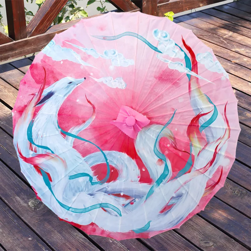 Paraguas Super tail Fox para mujer, Sombrilla de papel de de seda, a prueba de lluvia, Hanfu, Sombrilla|Paraguas| - AliExpress