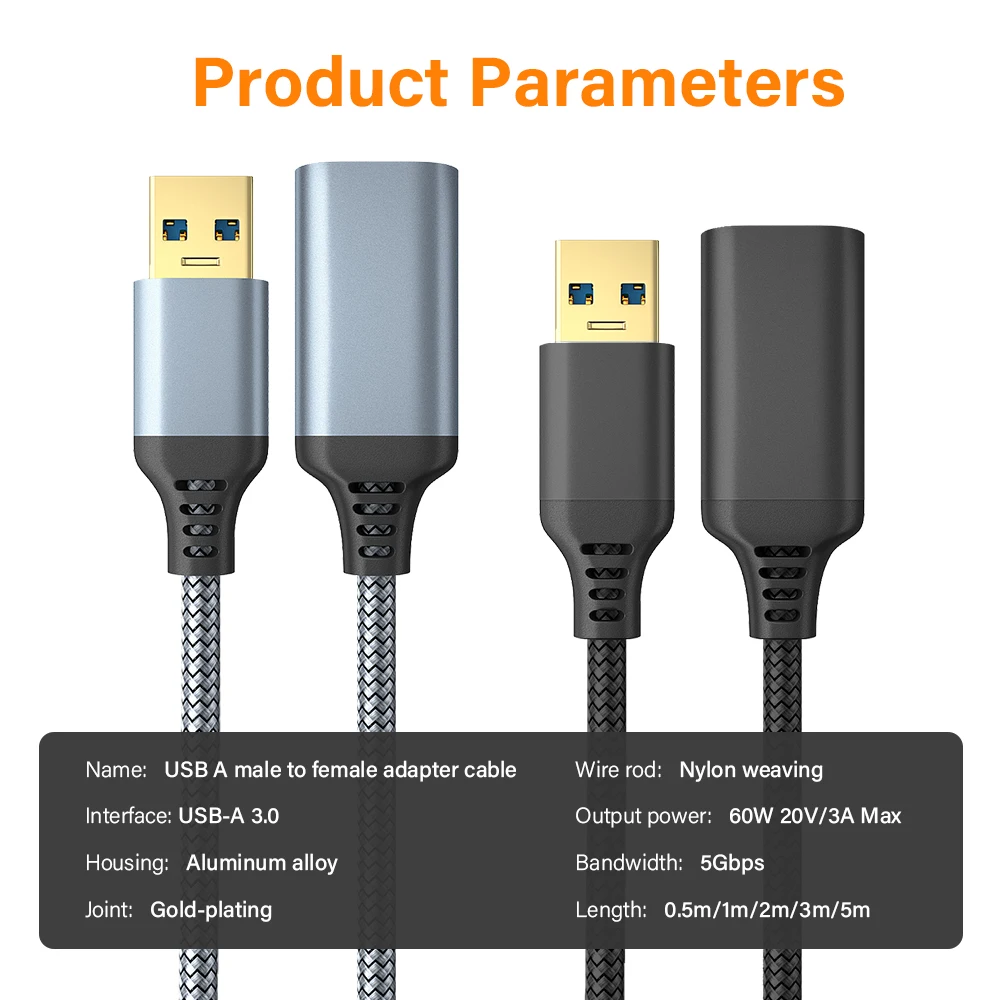고속 USB 3/2.0 연장 케이블 A타입(수)-여성형(암) 하드디스크, 플래시 드라이브, TV, 프린터, PC, Xbox용 연장 데이터 롱 케이블