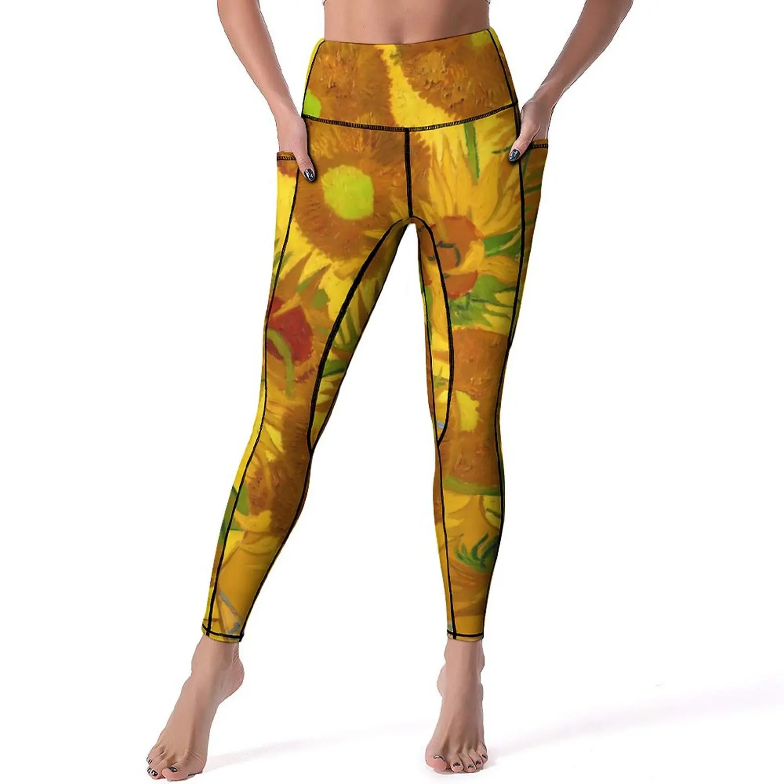 

Sunflowers In A Vase Leggings Van Gogh Fine Art Gym Yoga Pants High Waist Novelty Leggins Stretchy Graphic Sport Legging Gift