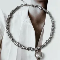 Elegant Irregular CCB &Pink Stone Beads Chain Heart Pendant Necklace For Women Choker Dinner Party Valentine's Jewelry N0498 - Image 3