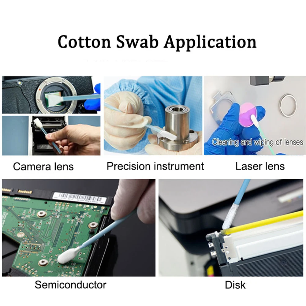100pcs Industry Cotton Swab Dust Off Fiber Laser Cleaning Tools Anti-static for Cleaning Laser Lens Protective Windows Head Part