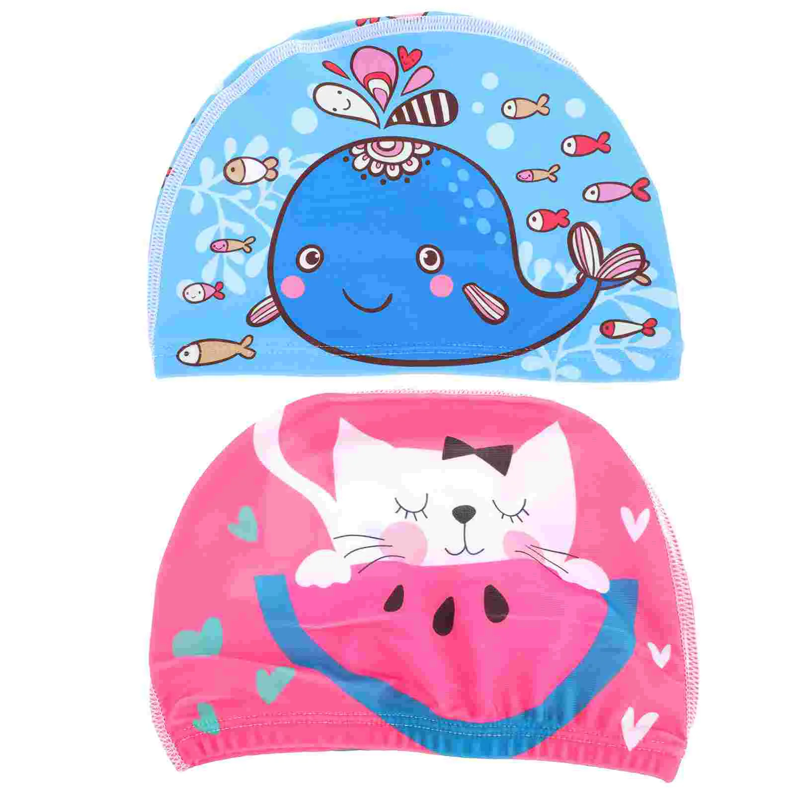 

2 Pcs Children's Swimming Cap Waterproof Hat Cartoon Accessory Caps Kids Sports