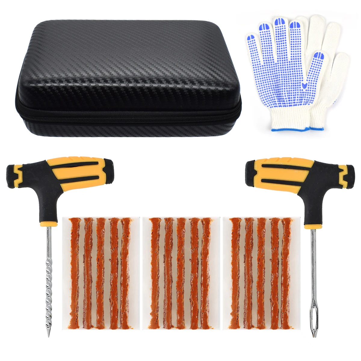 Car Tire Repair Plug Kit - DIY Flat Tire Fix For Car, Truck, Motorcycle, Includes Pliers & Patches