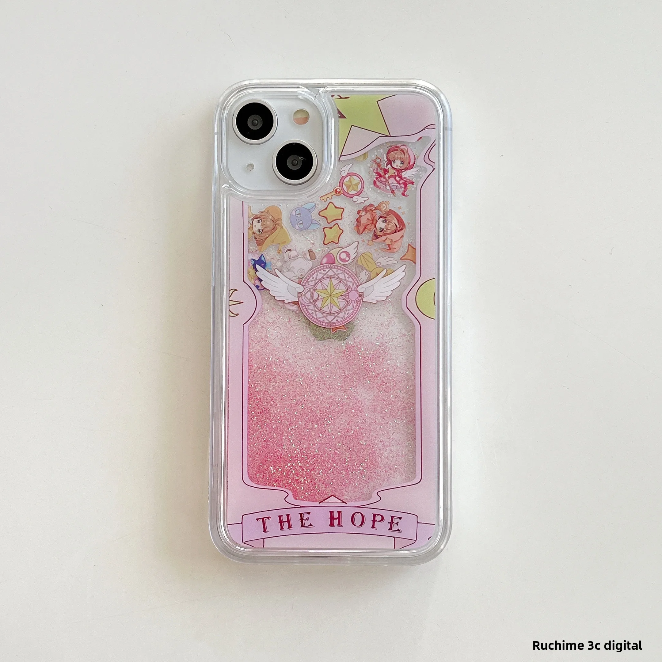 Kawaii Anime Sakura iPhone 6 pro Max Case Glitter Dust iPhone 4 Acrylic Protective Cover Transparent Cute Cartoon Design