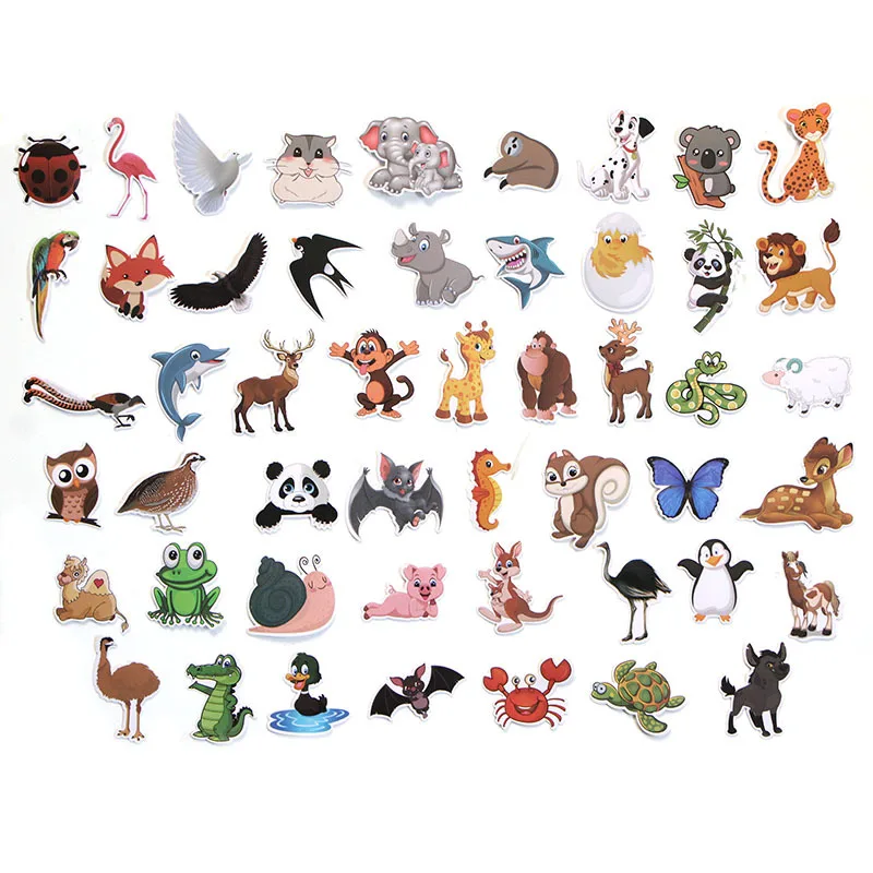 10/50 PCS Mix Styles Cute Watercolor Animal Sticker Neon Light Butterfly DIY Funny Stickers Laptop Car Luggage Bike Toy cartoon stickers decorative stickers colorful stickers animal stickers kawaii stickers cartoon animal stickers