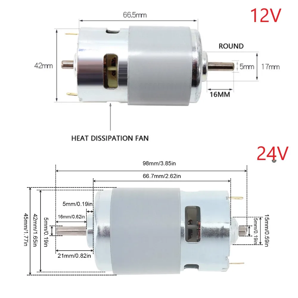 Moteur 775 DC 4000-15000 tr/min pour RC, avec dissipateur thermique et câbles de connexion