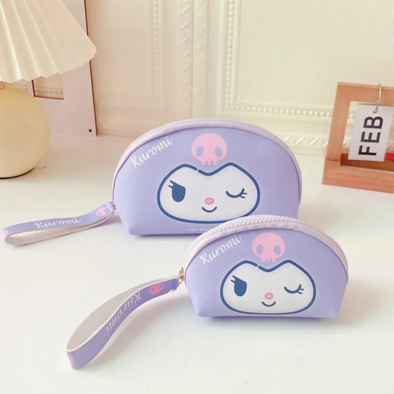 2pcs Sanrio hello kitty coin purse  Kuromi cosmetic bag coin purse PU semi-circular clutch mobile phone storage bag card holder 4