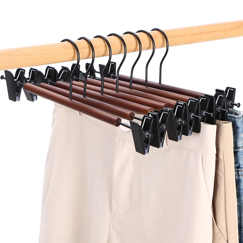 

Trousers fashion Rack Hangers With Garment Wood Wooden Hanger Pants Closet Clips Clothing for Metal Organizers Clamp