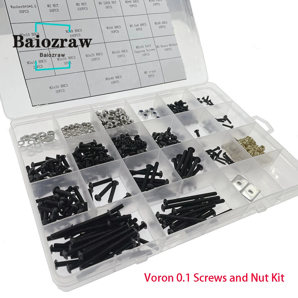 Baiozraw V0.1 /V0.2 3D 프린터 DIY 프로젝트 패스너 나사 너트 전체 키트 V0.1 업그레이드 Voron 0.2 / Voron 0.1 용 전체 키트